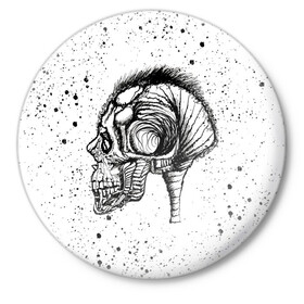 Значок с принтом Череп Зверь и Брызги в Санкт-Петербурге,  металл | круглая форма, металлическая застежка в виде булавки | Тематика изображения на принте: beast | head | skulls | vampire | голова | животные | зверь | зубы | кости | мозги | паттерн | полосы | природа | скелет | текстура | точки | узор | хо | цветы | чб | черепа | черный | яркий