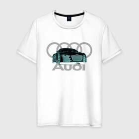 Мужская футболка хлопок с принтом Audi в Санкт-Петербурге, 100% хлопок | прямой крой, круглый вырез горловины, длина до линии бедер, слегка спущенное плечо. | audi | auto | sport | авто | автомобили | автомобиль | автомобильные | бренд | внедорожники | легковые | марка | спорт