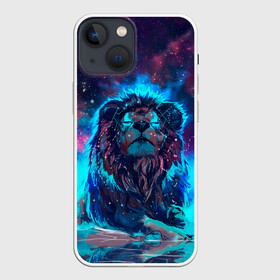 Чехол для iPhone 13 mini с принтом СИЯЮЩИЙ ЛЕВ в Санкт-Петербурге,  |  | beast | cosmos | king | lion | neon | night | sky | stars | звезды | зодиак | космос | лев | небо | ночь | прайд | хищник | царь