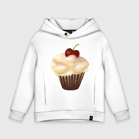 Детское худи Oversize хлопок с принтом Cupcake with cherry art в Санкт-Петербурге, френч-терри — 70% хлопок, 30% полиэстер. Мягкий теплый начес внутри —100% хлопок | боковые карманы, эластичные манжеты и нижняя кромка, капюшон на магнитной кнопке | Тематика изображения на принте: art | cherry | cooking | cupcake | vypichka | yummy | арт | вишня | вкусняшка | выпичка | кекс | кулинария