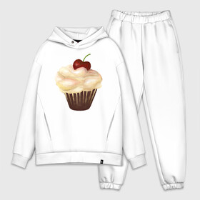 Мужской костюм хлопок OVERSIZE с принтом Cupcake with cherry art в Санкт-Петербурге,  |  | Тематика изображения на принте: art | cherry | cooking | cupcake | vypichka | yummy | арт | вишня | вкусняшка | выпичка | кекс | кулинария