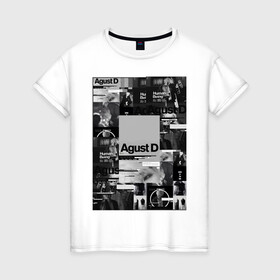 Женская футболка хлопок с принтом Agust D в Санкт-Петербурге, 100% хлопок | прямой крой, круглый вырез горловины, длина до линии бедер, слегка спущенное плечо | agust | bts | d | k pop | suga | агуст | бтс | ди | к поп | кей поп | шуга
