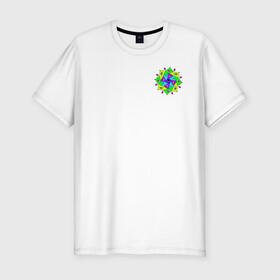 Мужская футболка хлопок Slim с принтом Eyeflower bright в Санкт-Петербурге, 92% хлопок, 8% лайкра | приталенный силуэт, круглый вырез ворота, длина до линии бедра, короткий рукав | глаза | иллюстрация | рисунок | цветок | цветы