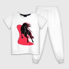 Детская пижама хлопок с принтом ЧЕРНЫЙ ЕДИНОРОГ в Санкт-Петербурге, 100% хлопок |  брюки и футболка прямого кроя, без карманов, на брюках мягкая резинка на поясе и по низу штанин
 | evil unicorn | единорог | красное и белое | черный единорог
