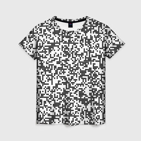 Женская футболка 3D с принтом Пиксельный Узор в Санкт-Петербурге, 100% полиэфир ( синтетическое хлопкоподобное полотно) | прямой крой, круглый вырез горловины, длина до линии бедер | blackwhite | pixels | пиксели | узор | чернобелый