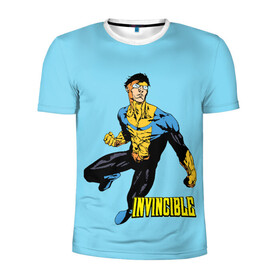Мужская футболка 3D спортивная с принтом Invincible Неуязвимый в Санкт-Петербурге, 100% полиэстер с улучшенными характеристиками | приталенный силуэт, круглая горловина, широкие плечи, сужается к линии бедра | boy | cartoon | damien darkblood | hero | invincible | superhero | герой | марк грейсон | мультик | мультсериал | непобедимый | неуязвимый | персонаж | супергерой