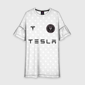 Детское платье 3D с принтом INTER MIAMI FC TESLA KIT в Санкт-Петербурге, 100% полиэстер | прямой силуэт, чуть расширенный к низу. Круглая горловина, на рукавах — воланы | championship | fc | football | footer | inter miami | soccer | socker | sport | европейская лига | майами | одежда | спорт | спортивный | униформа | футбол | футбольный клуб | чемпионат