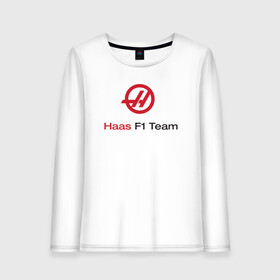 Женский лонгслив хлопок с принтом Haas F1 Team в Санкт-Петербурге, 100% хлопок |  | f1 | haas | грожан | магнуссен | мазепин | ф1 | феррари | формула 1 | хаас