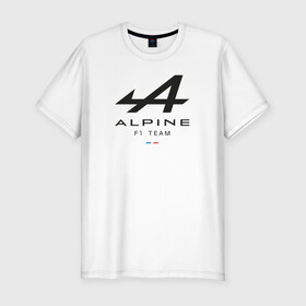 Мужская футболка хлопок Slim с принтом Alpine F1 team в Санкт-Петербурге, 92% хлопок, 8% лайкра | приталенный силуэт, круглый вырез ворота, длина до линии бедра, короткий рукав | Тематика изображения на принте: alpine | f1 | renault | team | рено | ф1 | фернандо алонсо | формула 1