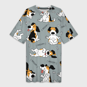 Платье-футболка 3D с принтом Собаки Бигли в Санкт-Петербурге,  |  | dog | бигли | бигль | животные | пес | природа | собака | собаки | собакчка | собачки