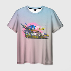 Мужская футболка 3D с принтом Sonic racer в Санкт-Петербурге, 100% полиэфир | прямой крой, круглый вырез горловины, длина до линии бедер | sonic | доктор эггман | ёж | ёж шедоу | ехидна наклз | майлз прауэр | соник | тейлз | эми роуз