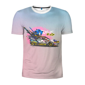 Мужская футболка 3D спортивная с принтом Sonic racer в Санкт-Петербурге, 100% полиэстер с улучшенными характеристиками | приталенный силуэт, круглая горловина, широкие плечи, сужается к линии бедра | sonic | доктор эггман | ёж | ёж шедоу | ехидна наклз | майлз прауэр | соник | тейлз | эми роуз