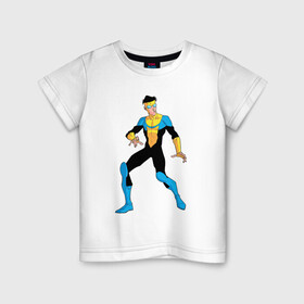 Детская футболка хлопок с принтом Неуязвимый (Invincible) в Санкт-Петербурге, 100% хлопок | круглый вырез горловины, полуприлегающий силуэт, длина до линии бедер | damien darkblood | invincible | superman | марк грэйсон | мультсериал | неуязвимый | супергерой