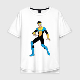 Мужская футболка хлопок Oversize с принтом Неуязвимый (Invincible) в Санкт-Петербурге, 100% хлопок | свободный крой, круглый ворот, “спинка” длиннее передней части | damien darkblood | invincible | superman | марк грэйсон | мультсериал | неуязвимый | супергерой