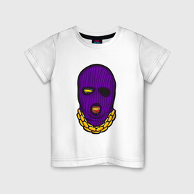 Детская футболка хлопок с принтом DaBaby Purple Mask в Санкт-Петербурге, 100% хлопок | круглый вырез горловины, полуприлегающий силуэт, длина до линии бедер | gangster | golden | mask | music | rappers