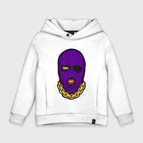 Детское худи Oversize хлопок с принтом DaBaby Purple Mask в Санкт-Петербурге, френч-терри — 70% хлопок, 30% полиэстер. Мягкий теплый начес внутри —100% хлопок | боковые карманы, эластичные манжеты и нижняя кромка, капюшон на магнитной кнопке | gangster | golden | mask | music | rappers