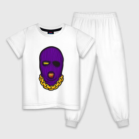 Детская пижама хлопок с принтом DaBaby Purple Mask в Санкт-Петербурге, 100% хлопок |  брюки и футболка прямого кроя, без карманов, на брюках мягкая резинка на поясе и по низу штанин
 | gangster | golden | mask | music | rappers