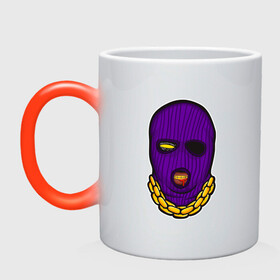 Кружка хамелеон с принтом DaBaby Purple Mask в Санкт-Петербурге, керамика | меняет цвет при нагревании, емкость 330 мл | Тематика изображения на принте: gangster | golden | mask | music | rappers