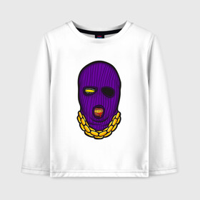 Детский лонгслив хлопок с принтом DaBaby Purple Mask в Санкт-Петербурге, 100% хлопок | круглый вырез горловины, полуприлегающий силуэт, длина до линии бедер | Тематика изображения на принте: gangster | golden | mask | music | rappers