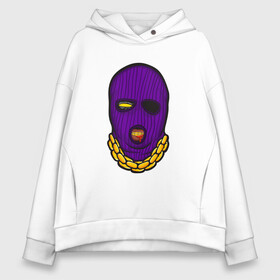 Женское худи Oversize хлопок с принтом DaBaby Purple Mask в Санкт-Петербурге, френч-терри — 70% хлопок, 30% полиэстер. Мягкий теплый начес внутри —100% хлопок | боковые карманы, эластичные манжеты и нижняя кромка, капюшон на магнитной кнопке | Тематика изображения на принте: gangster | golden | mask | music | rappers