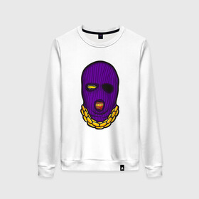 Женский свитшот хлопок с принтом DaBaby Purple Mask в Санкт-Петербурге, 100% хлопок | прямой крой, круглый вырез, на манжетах и по низу широкая трикотажная резинка  | gangster | golden | mask | music | rappers