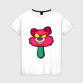Женская футболка хлопок с принтом Розовый медведь в Санкт-Петербурге, 100% хлопок | прямой крой, круглый вырез горловины, длина до линии бедер, слегка спущенное плечо | bears | ice cream | pinky | животные | мороженное