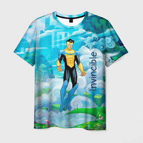 Мужская футболка 3D с принтом Неуязвимый (Invincible) в Санкт-Петербурге, 100% полиэфир | прямой крой, круглый вырез горловины, длина до линии бедер | Тематика изображения на принте: damien darkblood | invincible | superman | марк грэйсон | мультсериал | неуязвимый | супергерой
