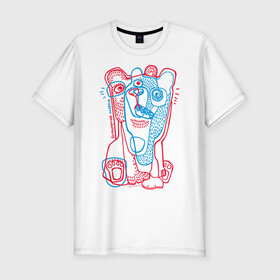 Мужская футболка хлопок Slim с принтом bipolar bear в Санкт-Петербурге, 92% хлопок, 8% лайкра | приталенный силуэт, круглый вырез ворота, длина до линии бедра, короткий рукав | acid | bears | glitch | illusion | pole | иллюзия | кислота | медведи | полюс