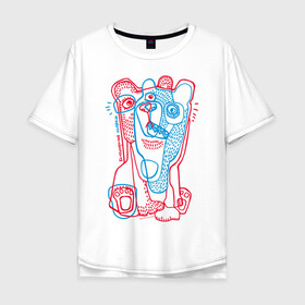 Мужская футболка хлопок Oversize с принтом bipolar bear в Санкт-Петербурге, 100% хлопок | свободный крой, круглый ворот, “спинка” длиннее передней части | acid | bears | glitch | illusion | pole | иллюзия | кислота | медведи | полюс