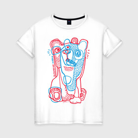 Женская футболка хлопок с принтом bipolar bear в Санкт-Петербурге, 100% хлопок | прямой крой, круглый вырез горловины, длина до линии бедер, слегка спущенное плечо | acid | bears | glitch | illusion | pole | иллюзия | кислота | медведи | полюс