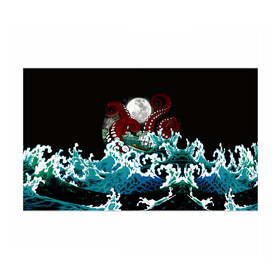 Бумага для упаковки 3D с принтом Корабль на Волнах | Кракен в Санкт-Петербурге, пластик и полированная сталь | круглая форма, металлическое крепление в виде кольца | animal | beast | kraken | monster | moon | ocean | octopus | sea | ship | water | waves | вода | волны | животные | звери | корабль | кракен | луна | монстр | море | океан | осьминог | рыбы | щупальца
