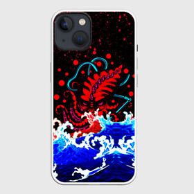 Чехол для iPhone 13 с принтом Кровавый Кракен Монстр в Санкт-Петербурге,  |  | animal | beast | blood | drops | kraken | monster | ocean | octopus | sea | water | waves | брызги | вода | волны | животные | звери | капли | кракен | кровь | монстр | море | океан | осьминог | рыбы | щупальца