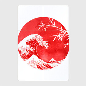 Магнитный плакат 2Х3 с принтом Волна в Канагаве в Санкт-Петербурге, Полимерный материал с магнитным слоем | 6 деталей размером 9*9 см | Тематика изображения на принте: аниме | бамбук | большая волна в канагаве | волна | красный | солнце | япония