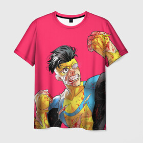 Мужская футболка 3D с принтом Неуязвимый в Санкт-Петербурге, 100% полиэфир | прямой крой, круглый вырез горловины, длина до линии бедер | allen | invincible | omni man | omniman | superhero | алиен | аллен | инвинсибл | неуязвимый | омнимэн | супергерои