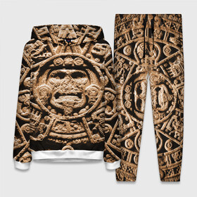 Женский костюм 3D (с толстовкой) с принтом Ацтекский Календарь в Санкт-Петербурге,  |  | aztec | calendar | ацтеки | календарь | майя