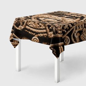 Скатерть 3D с принтом Ацтекский Календарь в Санкт-Петербурге, 100% полиэстер (ткань не мнется и не растягивается) | Размер: 150*150 см | aztec | calendar | ацтеки | календарь | майя