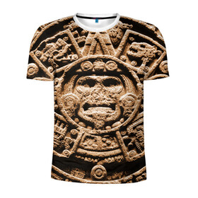 Мужская футболка 3D спортивная с принтом Ацтекский Календарь в Санкт-Петербурге, 100% полиэстер с улучшенными характеристиками | приталенный силуэт, круглая горловина, широкие плечи, сужается к линии бедра | aztec | calendar | ацтеки | календарь | майя