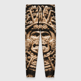 Женские брюки 3D с принтом Ацтекский Календарь в Санкт-Петербурге, полиэстер 100% | прямой крой, два кармана без застежек по бокам, с мягкой трикотажной резинкой на поясе и по низу штанин. В поясе для дополнительного комфорта — широкие завязки | aztec | calendar | ацтеки | календарь | майя