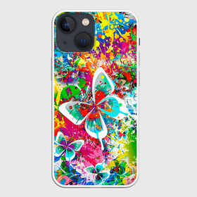 Чехол для iPhone 13 mini с принтом ЯРКИЕ КРАСКИ в Санкт-Петербурге,  |  | butterfly | color | flower | rainbow | summer | бабочки | брызги | краски | лето | радуга | цвета | цветы