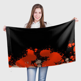 Флаг 3D с принтом Брызги в Санкт-Петербурге, 100% полиэстер | плотность ткани — 95 г/м2, размер — 67 х 109 см. Принт наносится с одной стороны | black | blood | drawing | read | watercolour | брызги | краска | красный | кровь | цвет | яркость