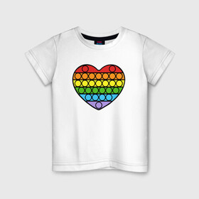 Детская футболка хлопок с принтом Heart Pop It в Санкт-Петербурге, 100% хлопок | круглый вырез горловины, полуприлегающий силуэт, длина до линии бедер | pop it | антистресс | игрушка | поп ит | радуга | сердце