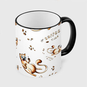 Кружка с принтом Cofee time в Санкт-Петербурге, керамика | ёмкость 330 мл | cat | coffee | котики | кофе | напиток | уют | юмор