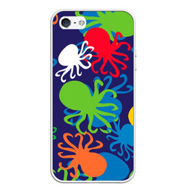 Чехол для iPhone 5/5S матовый с принтом Осьминоги в Санкт-Петербурге, Силикон | Область печати: задняя сторона чехла, без боковых панелей | cute | octopus | милый | морское | осьминог | осьминожка | паттерн | тентакли | щупальца