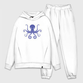 Мужской костюм хлопок OVERSIZE с принтом Осьминог в Санкт-Петербурге,  |  | cute | octopus | милый | морское | осьминог | осьминожка | паттерн | тентакли | щупальца