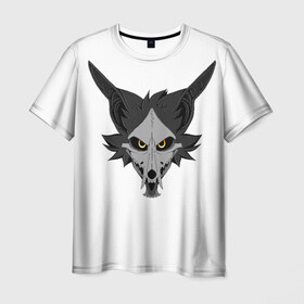 Мужская футболка 3D с принтом Фурришка в Санкт-Петербурге, 100% полиэфир | прямой крой, круглый вырез горловины, длина до линии бедер | furry | вол | волк | голова | демон | демон волк | лис | фури | фурри | фурришка | череп