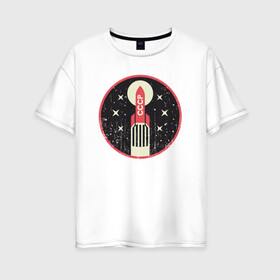 Женская футболка хлопок Oversize с принтом USSR Space в Санкт-Петербурге, 100% хлопок | свободный крой, круглый ворот, спущенный рукав, длина до линии бедер
 | mars | moon | nasa | астероид | астронавт | астрономия | вселенная | гагарин | галактика | земля | илон | комета | космонавт | космос | луна | марс | маск | наса | небо | нло | планета | пришелец | ракета | сатурн