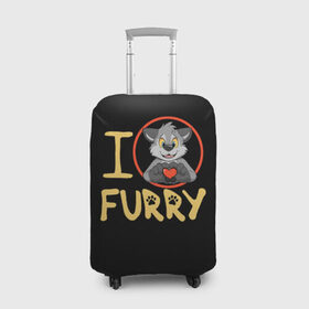 Чехол для чемодана 3D с принтом I love furry в Санкт-Петербурге, 86% полиэфир, 14% спандекс | двустороннее нанесение принта, прорези для ручек и колес | furry | i love furry | антропоморфные животные | волк | зверь | люди   животные | сердце | фурри | я люблю фурри