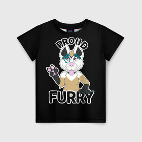 Детская футболка 3D с принтом Furry wolf в Санкт-Петербурге, 100% гипоаллергенный полиэфир | прямой крой, круглый вырез горловины, длина до линии бедер, чуть спущенное плечо, ткань немного тянется | furry | антропоморфное животное | волк | животные | зверь | фурри | человек