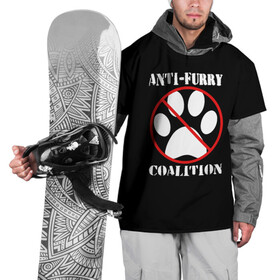 Накидка на куртку 3D с принтом Anti-Furry coalition в Санкт-Петербурге, 100% полиэстер |  | anti furry | coalition | furry | антифурри | антропоморфные животные | запрет | зверь | знак | коалиция | фурри | человек животные