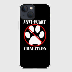 Чехол для iPhone 13 mini с принтом Anti Furry coalition в Санкт-Петербурге,  |  | Тематика изображения на принте: anti furry | coalition | furry | антифурри | антропоморфные животные | запрет | зверь | знак | коалиция | фурри | человек животные